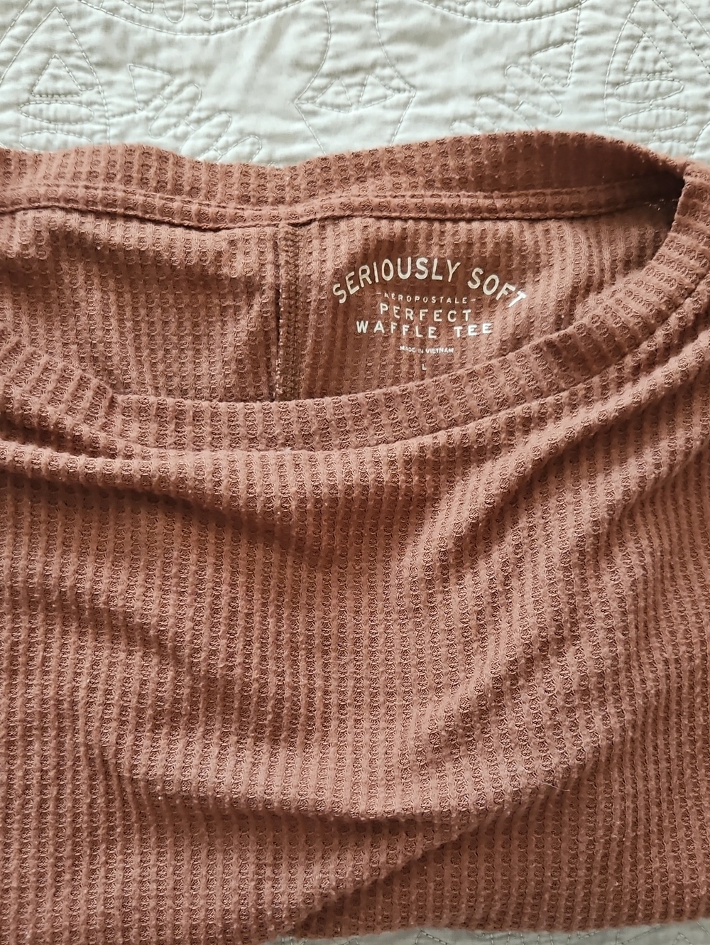 Aeropostale Seriously Soft Waffle Tee - Dusty Rose Brown